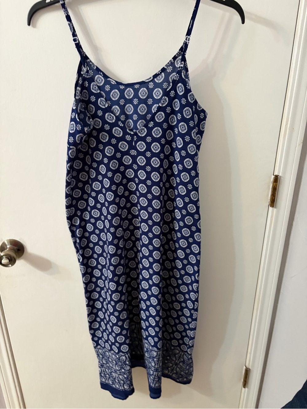 Apt. 9 Navy Blue Printed Midi Slip Dress